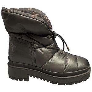 Guess Leeda Quilted Ankle Platform Boots Womens Sz 5.5 Black‎ Synthetic Pull On